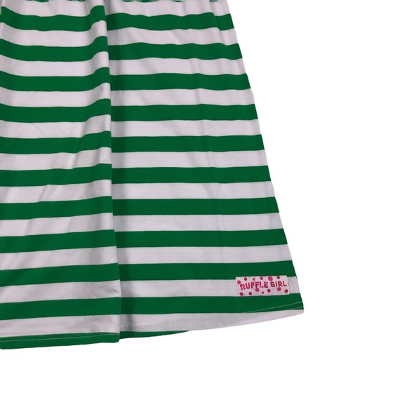 Ruffle Girl Kelly Green & White Striped Top size 16-18 - Picture 3 of 9